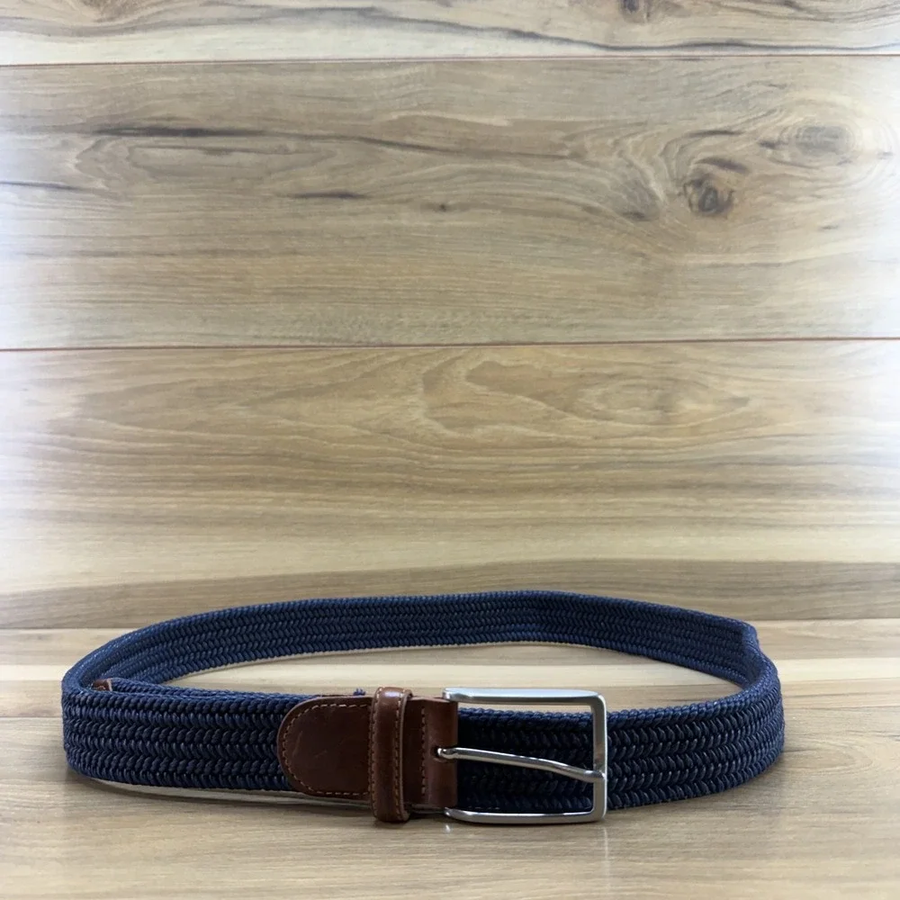 Peter Millar Golf Mens Belt Size 40 Navy Blue Crafted Woven Stretch Belt